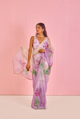 Kamal Lilac Organza Silk Saree
